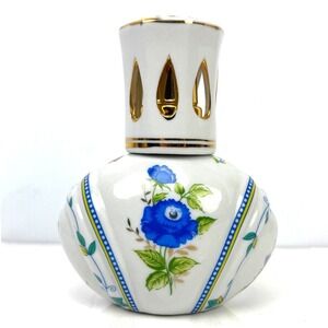 VTG Berger Style Floral Porcelain Catalytic Fragrance Lamp Gold Trim Diffuser